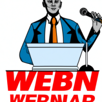 A stylized vector image of a person speaking while standing at a podium or lectern with the webinar title stated in bold letters.